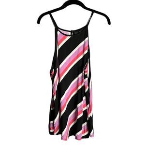 Torrid Black and Pink Diagonal Striped Halter Top 1X